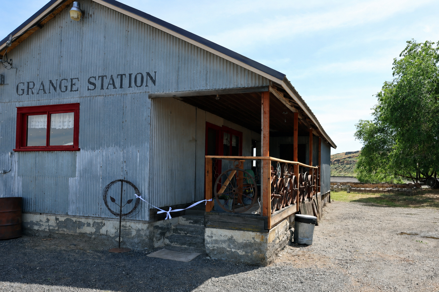 Grange Station venue exterior in Wilson Creek, Washington.